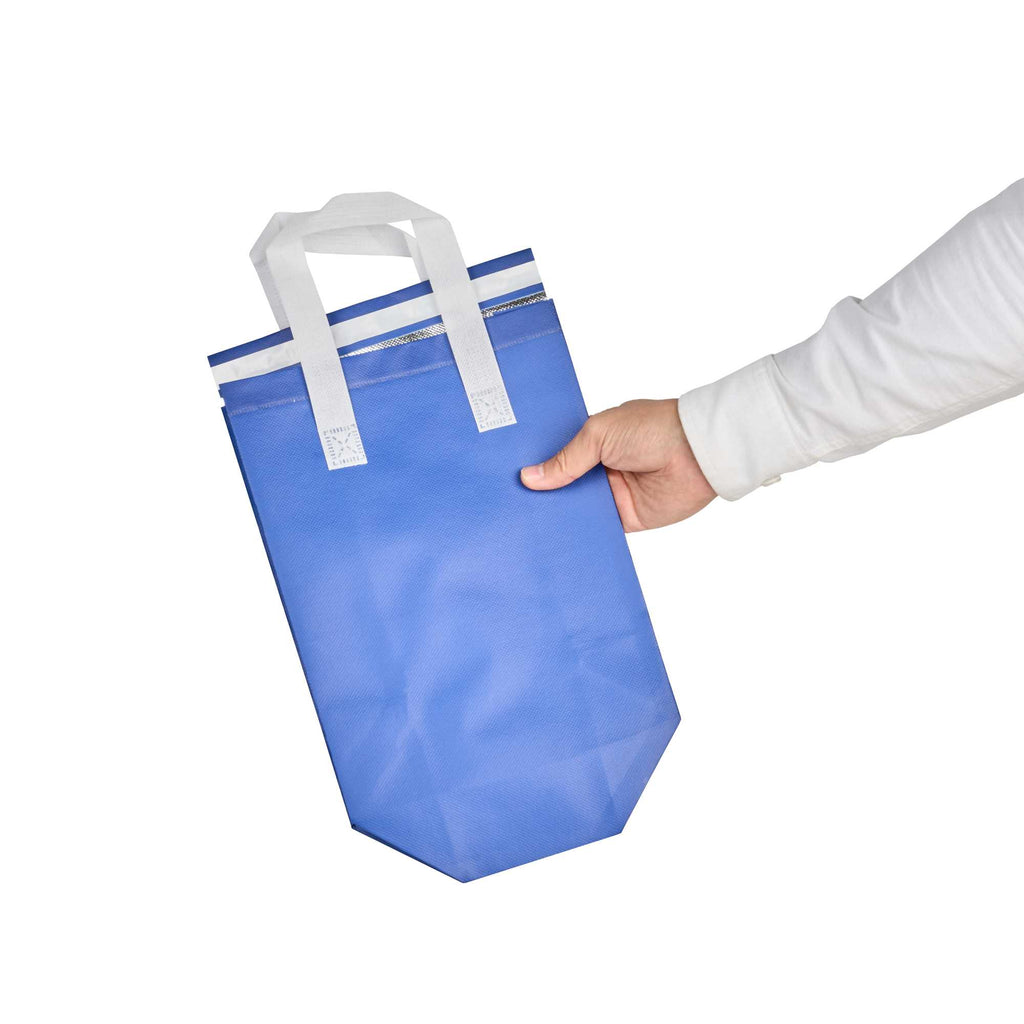 Bag Tek Blue Insulated Take Out Bag - Tamper-Evident - 8 1/4" x 4 1/4" x 10 3/4" - 25 count box