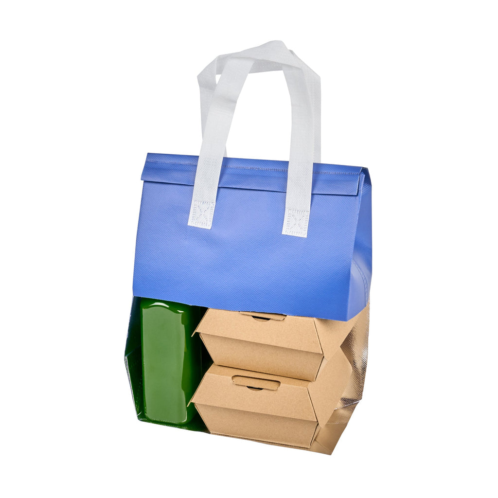 Bag Tek Blue Insulated Take Out Bag - Tamper-Evident - 8 1/4" x 4 1/4" x 10 3/4" - 100 count box