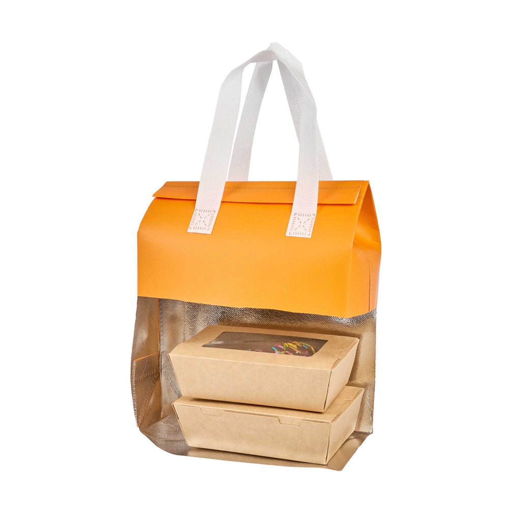 Bag Tek Orange Insulated Take Out Bag - Tamper-Evident - 8 1/4" x 4 1/4" x 10 3/4" - 25 count box