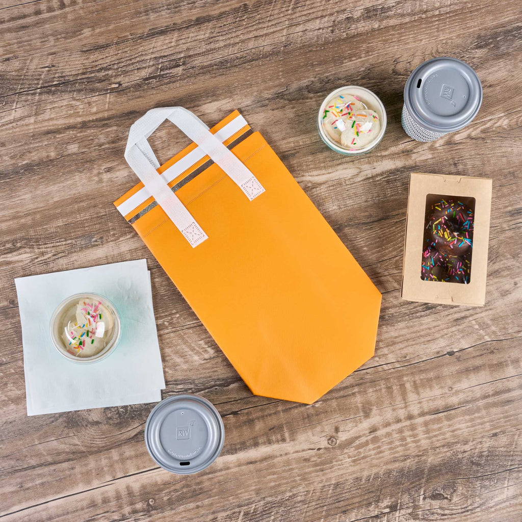 Bag Tek Orange Insulated Take Out Bag - Tamper-Evident - 8 1/4" x 4 1/4" x 10 3/4" - 25 count box