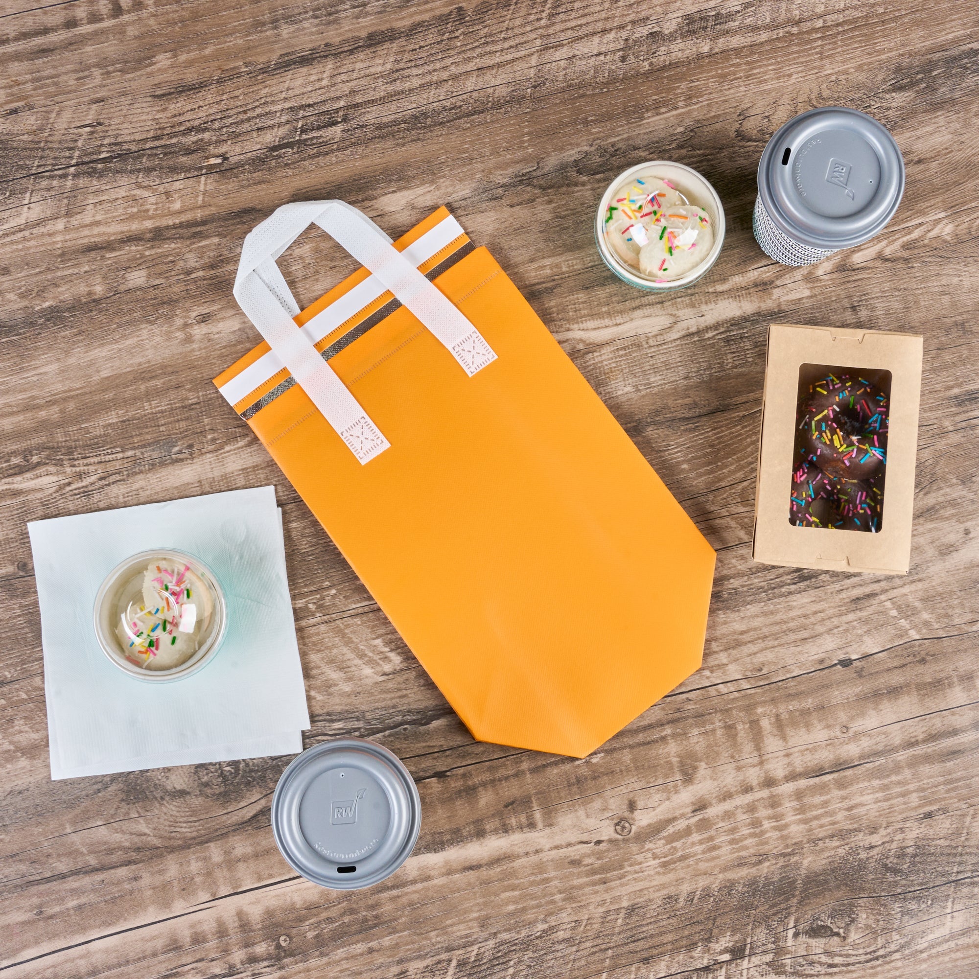 Bag Tek Orange Insulated Take Out Bag - Tamper-Evident - 8 1/4" x 4 1/4" x 10 3/4" - 100 count box