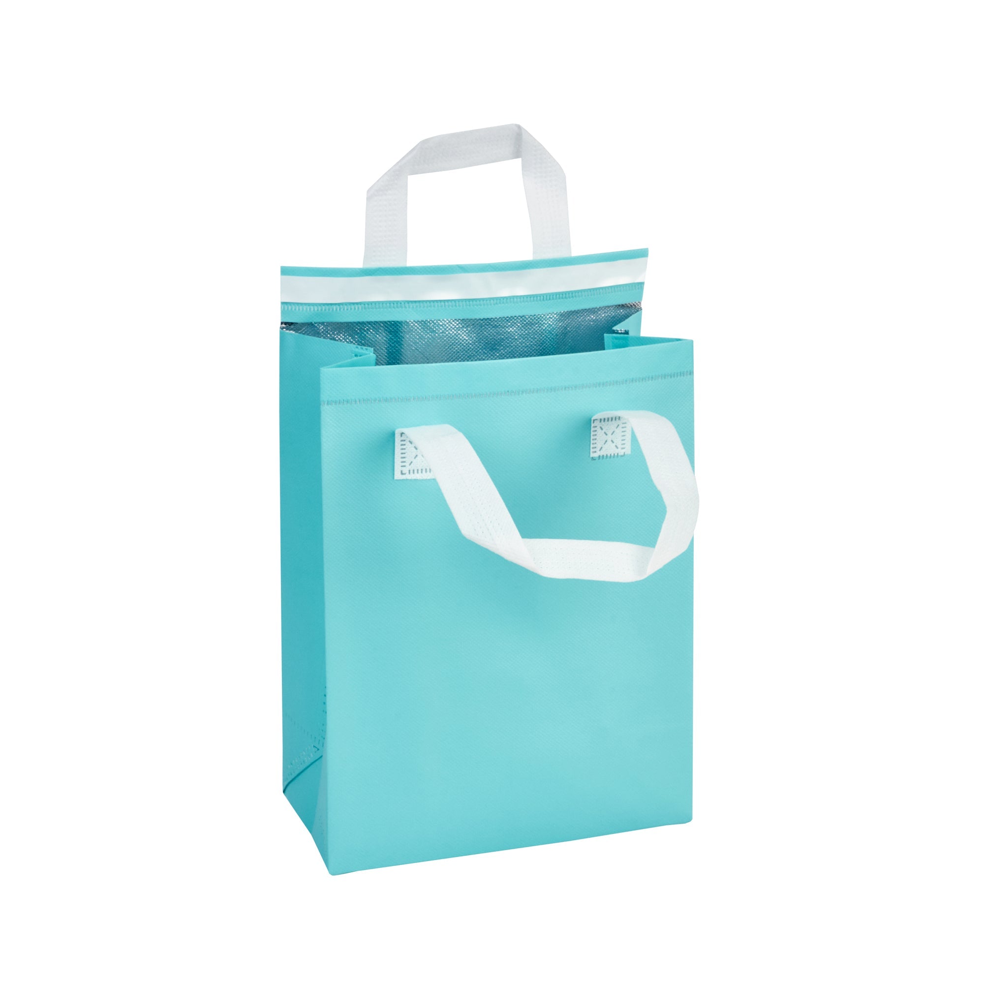 Bag Tek Teal Insulated Take Out Bag - Tamper-Evident - 8 1/4" x 4 1/4" x 10 3/4" - 100 count box
