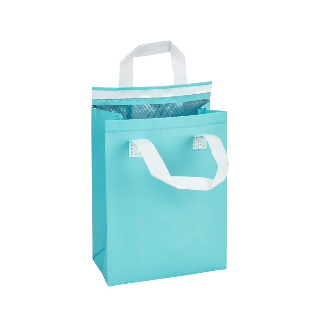 Bag Tek Teal Insulated Take Out Bag - Tamper-Evident - 8 1/4" x 4 1/4" x 10 3/4" - 25 count box