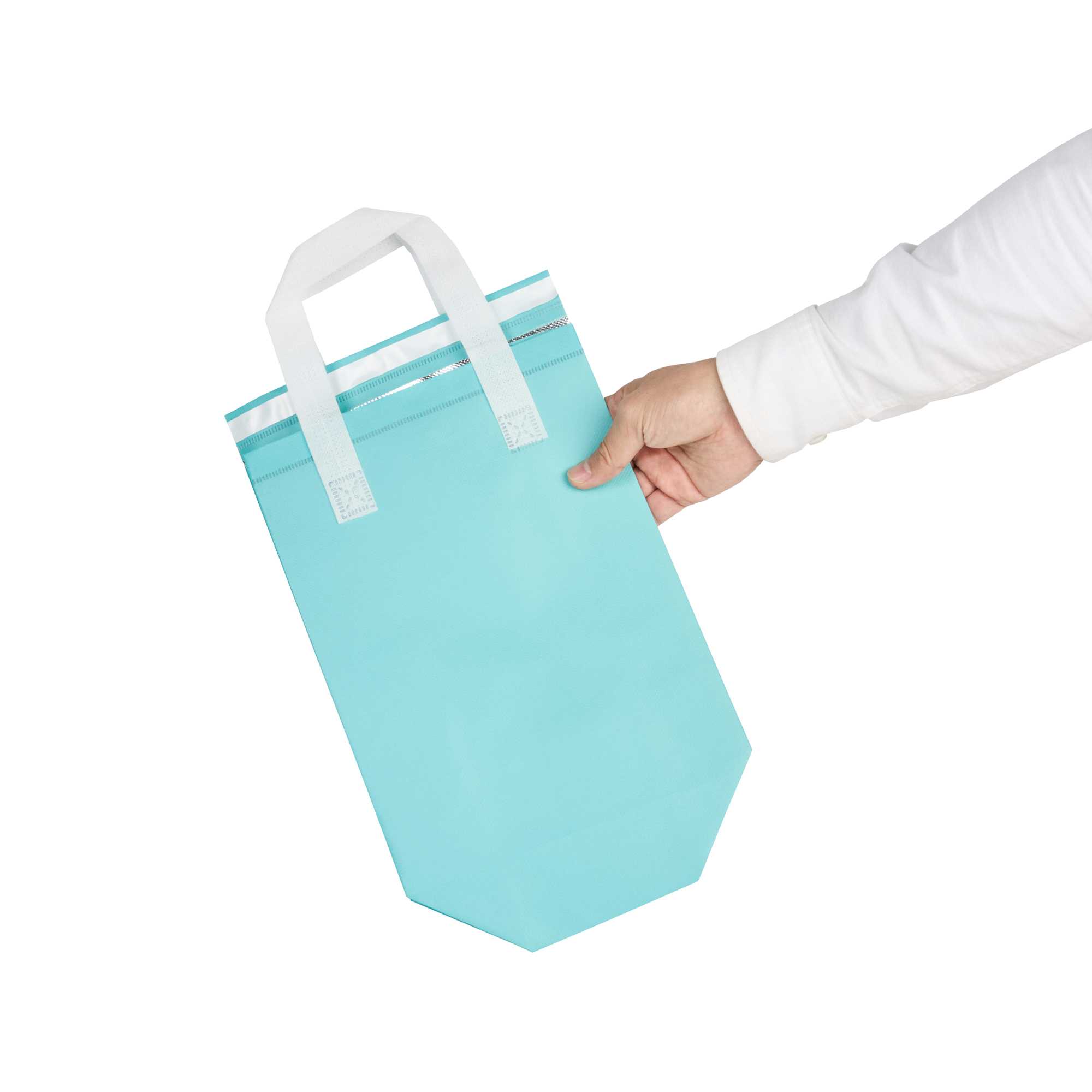 Bag Tek Teal Insulated Take Out Bag - Tamper-Evident - 8 1/4" x 4 1/4" x 10 3/4" - 25 count box