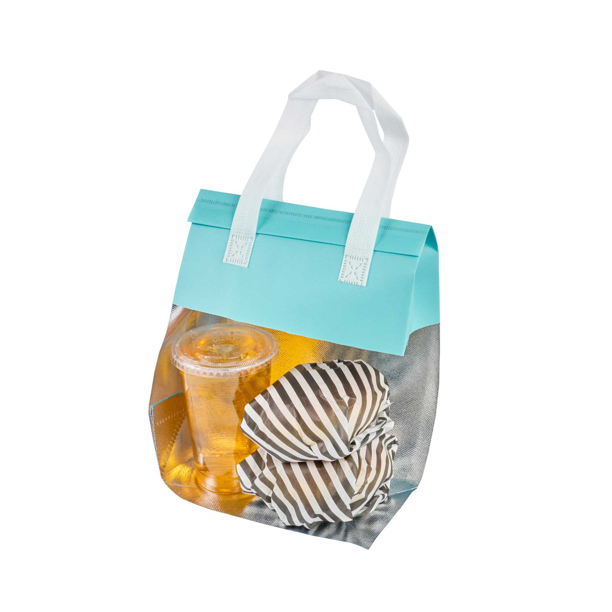 Bag Tek Teal Insulated Take Out Bag - Tamper-Evident - 8 1/4" x 4 1/4" x 10 3/4" - 25 count box