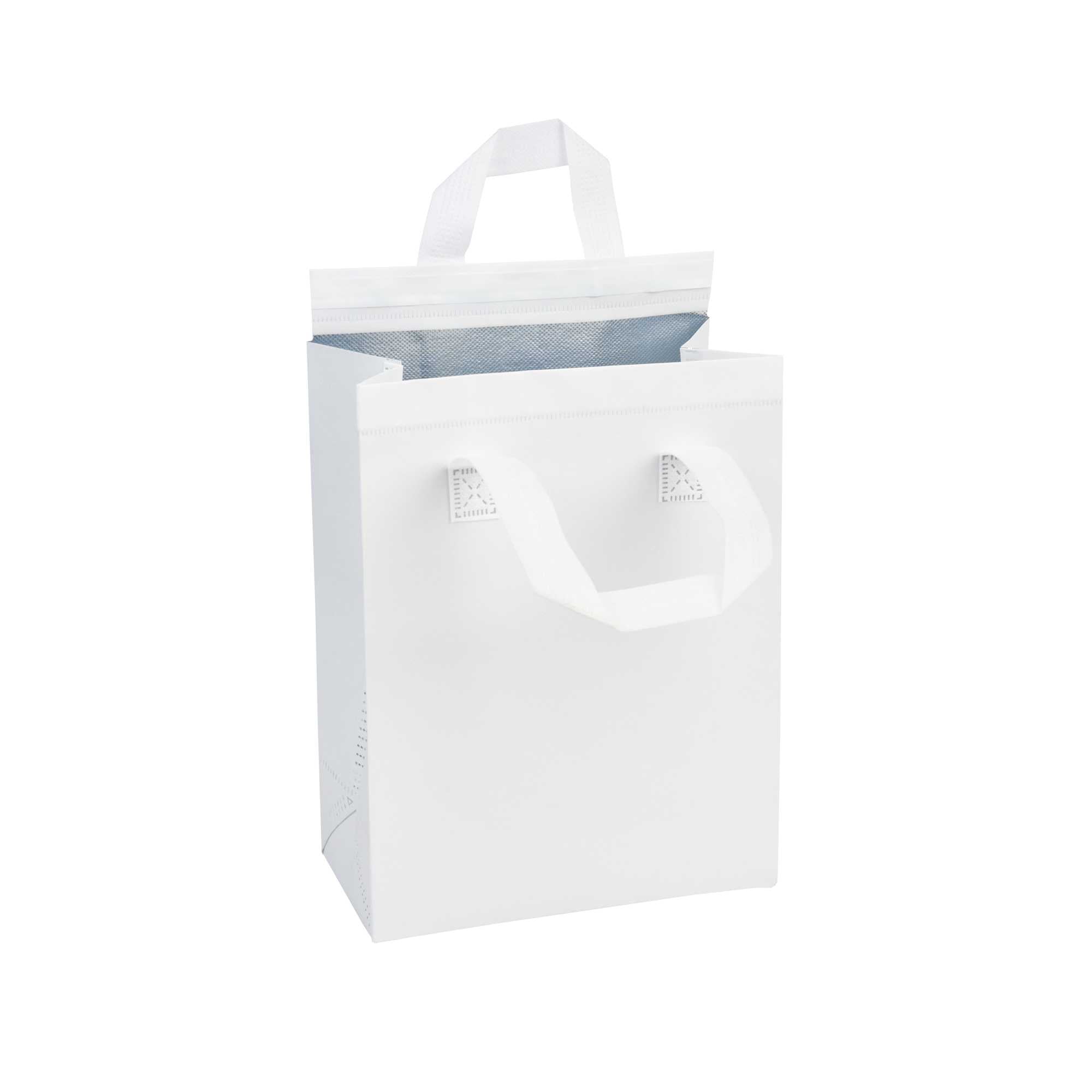 Bag Tek White Insulated Take Out Bag - Tamper-Evident - 8 1/4" x 4 1/4" x 10 3/4" - 25 count box