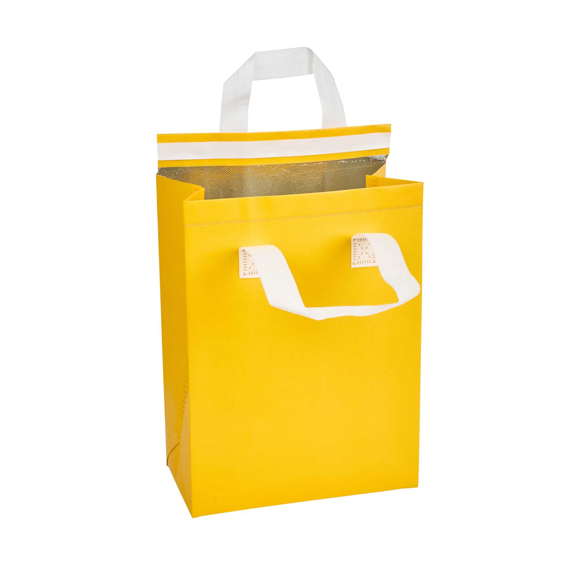 Bag Tek Yellow Insulated Take Out Bag - Tamper-Evident - 8 1/4" x 4 1/4" x 10 3/4" - 25 count box