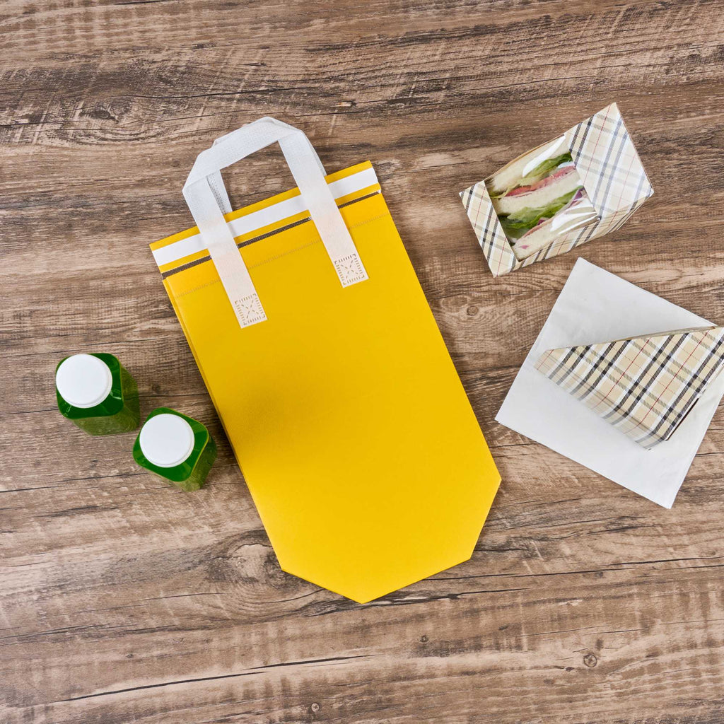 Bag Tek Yellow Insulated Take Out Bag - Tamper-Evident - 8 1/4" x 4 1/4" x 10 3/4" - 25 count box