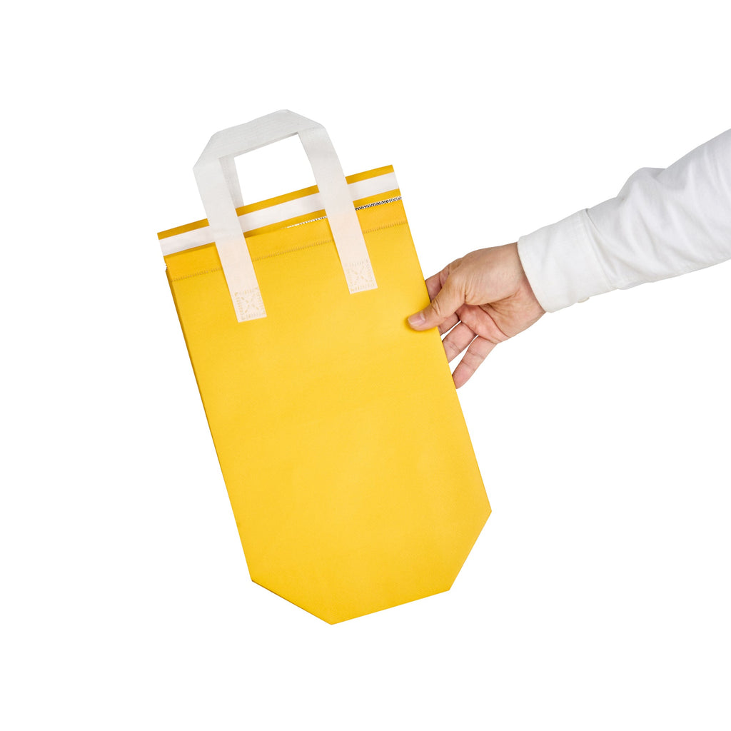 Bag Tek Yellow Insulated Take Out Bag - Tamper-Evident - 8 1/4" x 4 1/4" x 10 3/4" - 100 count box