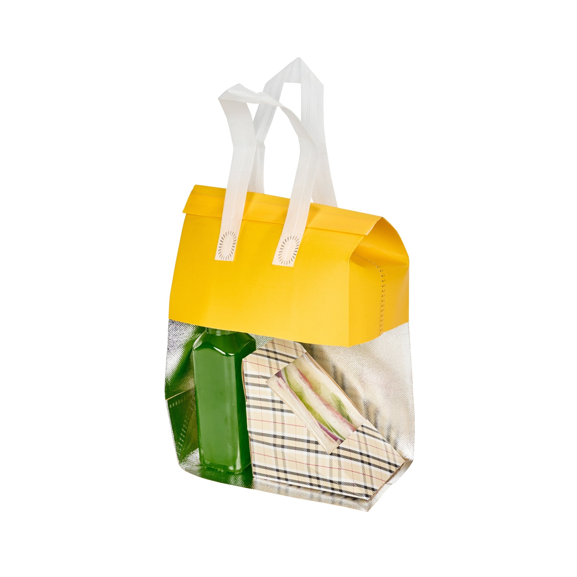Bag Tek Yellow Insulated Take Out Bag - Tamper-Evident - 8 1/4" x 4 1/4" x 10 3/4" - 100 count box