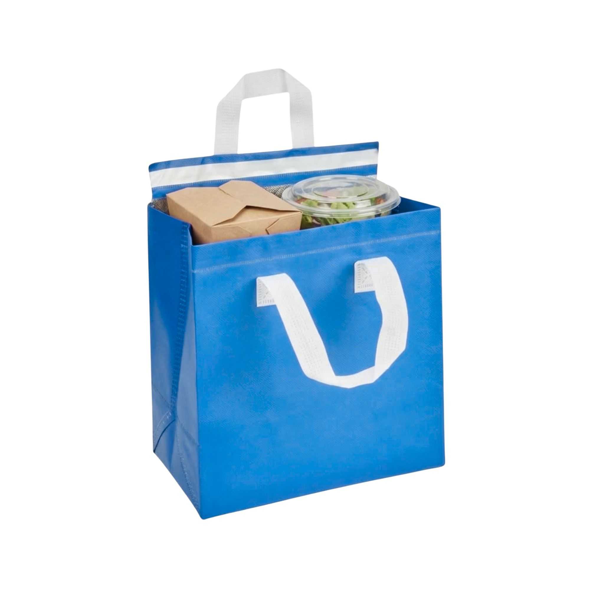 Bag Tek Blue Insulated Take Out Bag - Tamper-Evident - 9 1/2" x 6" x 10 1/4" - 25 count box