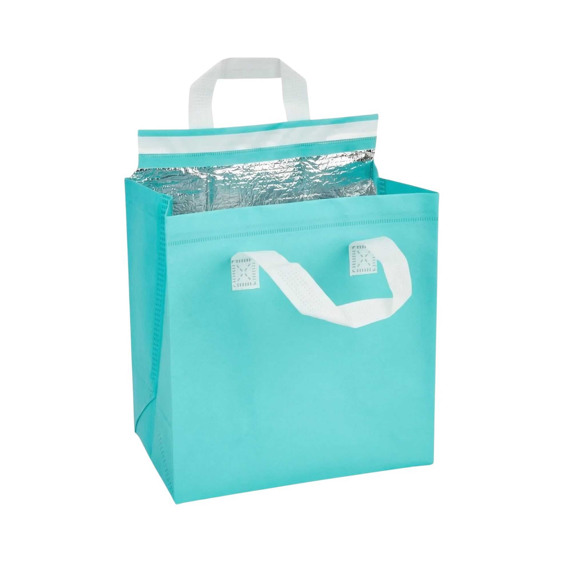 Bag Tek Teal Insulated Take Out Bag - Tamper-Evident - 9 1/2" x 6" x 10 1/4" - 100 count box