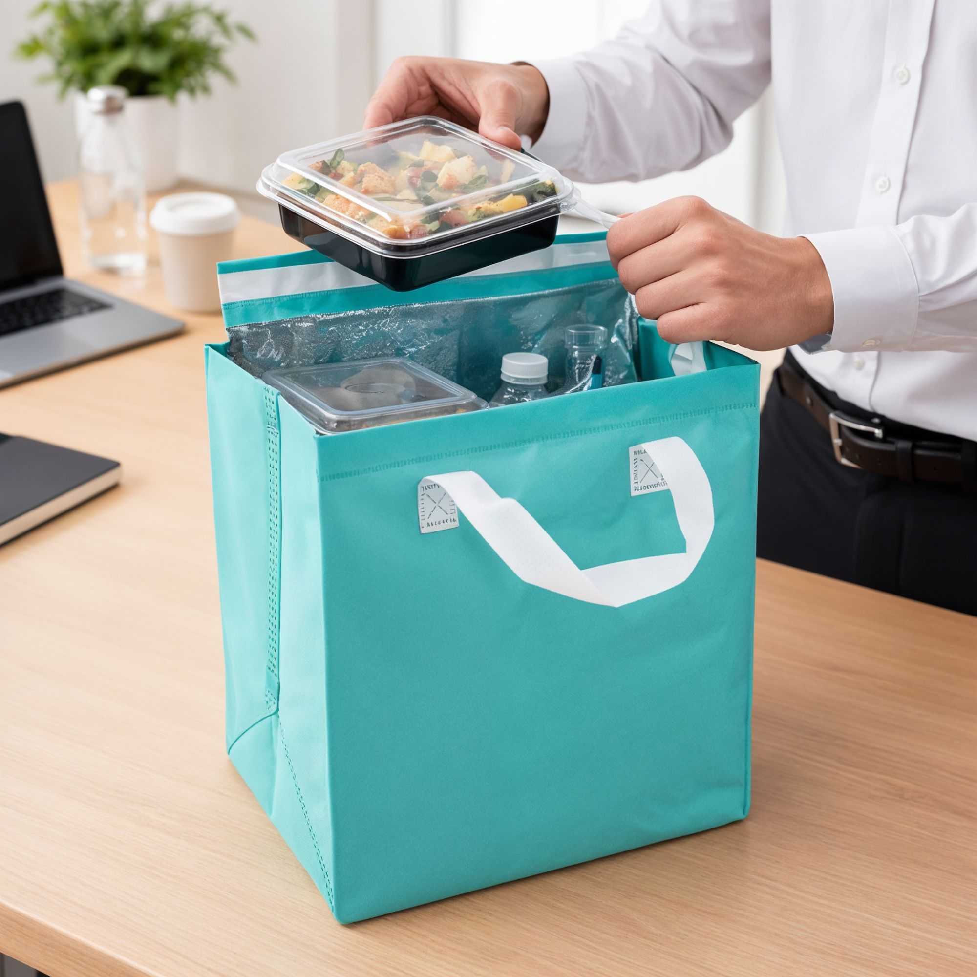 Bag Tek Teal Insulated Take Out Bag - Tamper-Evident - 9 1/2" x 6" x 10 1/4" - 100 count box