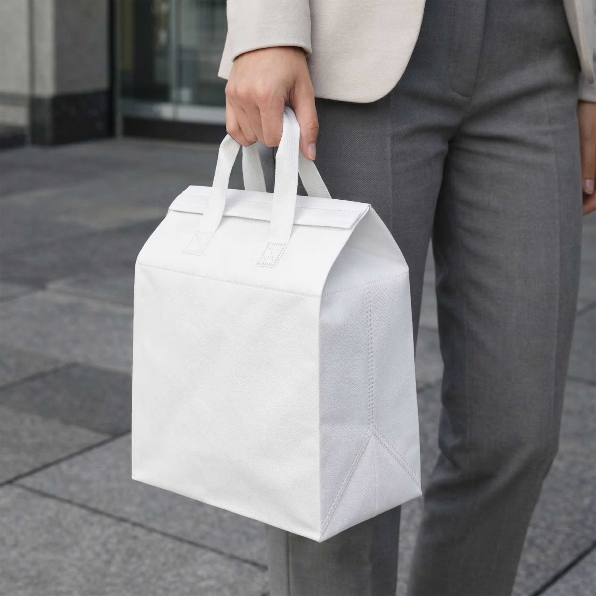 Bag Tek White Insulated Take Out Bag - Tamper-Evident - 9 1/2" x 6" x 10 1/4" - 25 count box