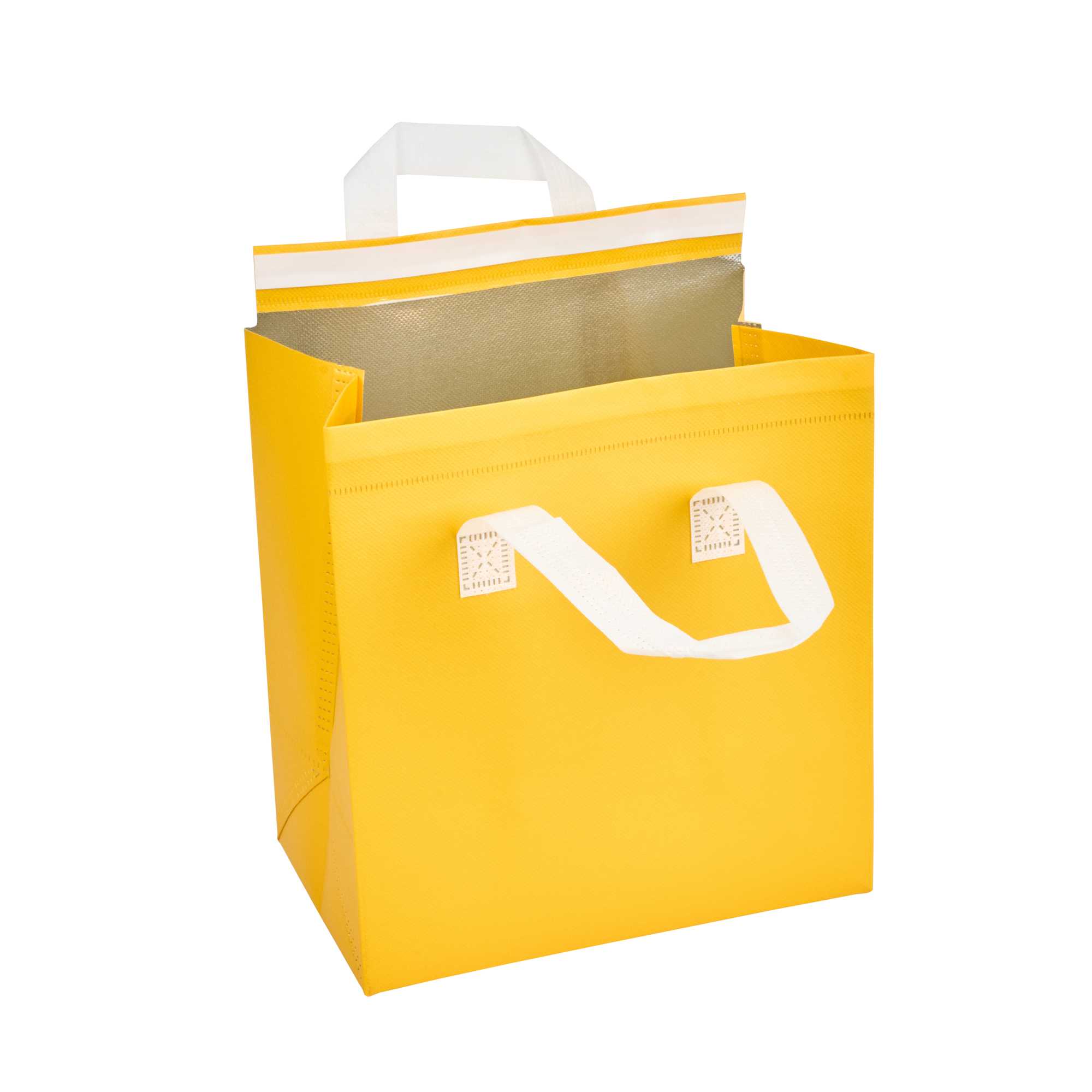 Bag Tek Yellow Insulated Take Out Bag - Tamper-Evident - 9 1/2" x 6" x 10 1/4" - 25 count box