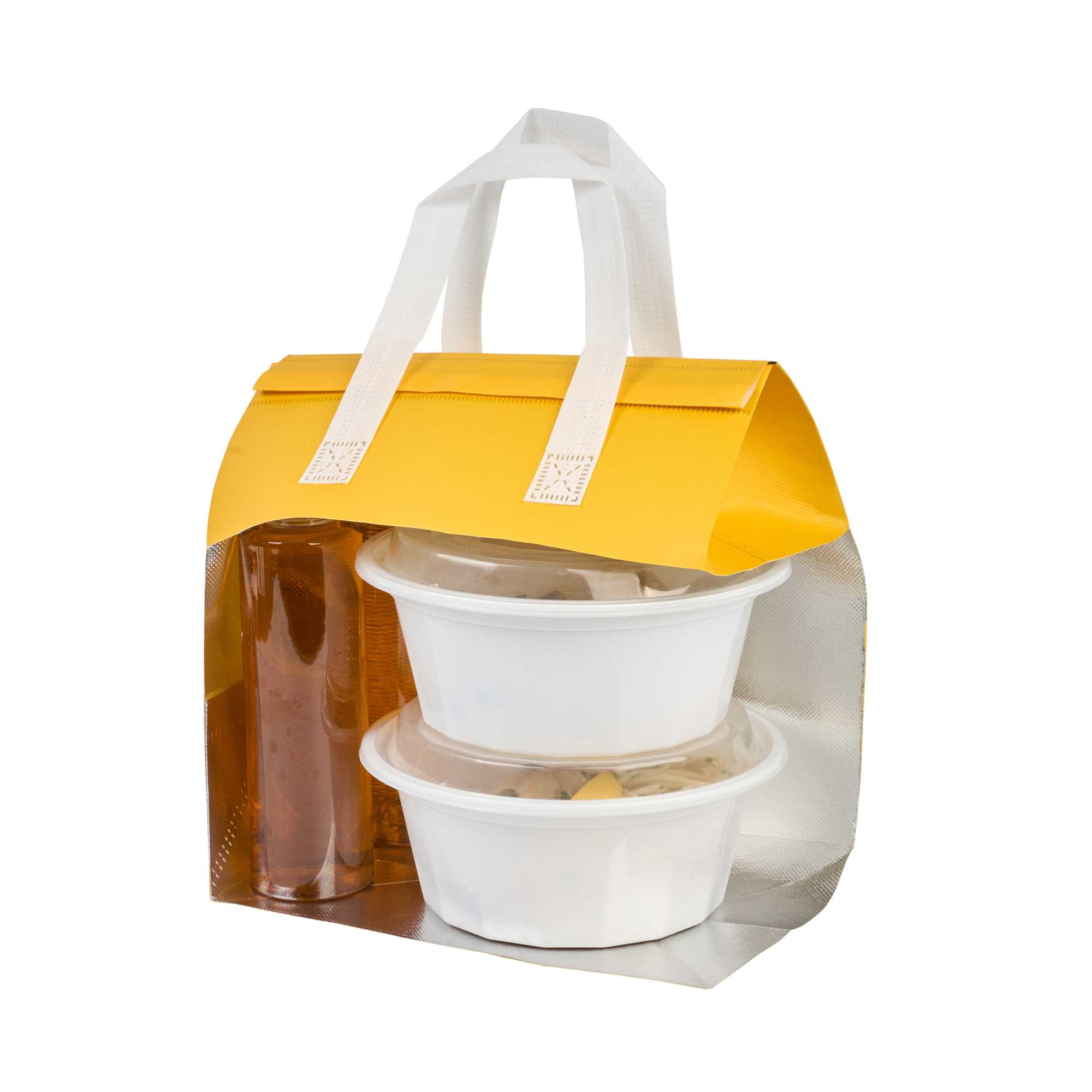 Bag Tek Yellow Insulated Take Out Bag - Tamper-Evident - 9 1/2" x 6" x 10 1/4" - 25 count box