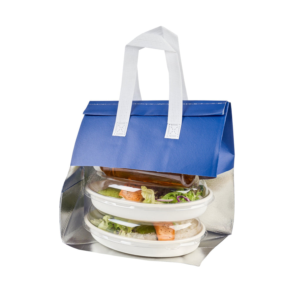 Bag Tek Blue Insulated Take Out Bag - Tamper-Evident - 10 1/4" x 6 3/4" x 11" - 100 count box