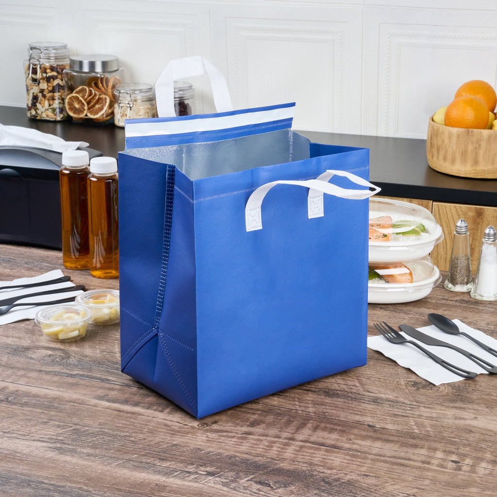 Bag Tek Blue Insulated Take Out Bag - Tamper-Evident - 10 1/4" x 6 3/4" x 11" - 100 count box