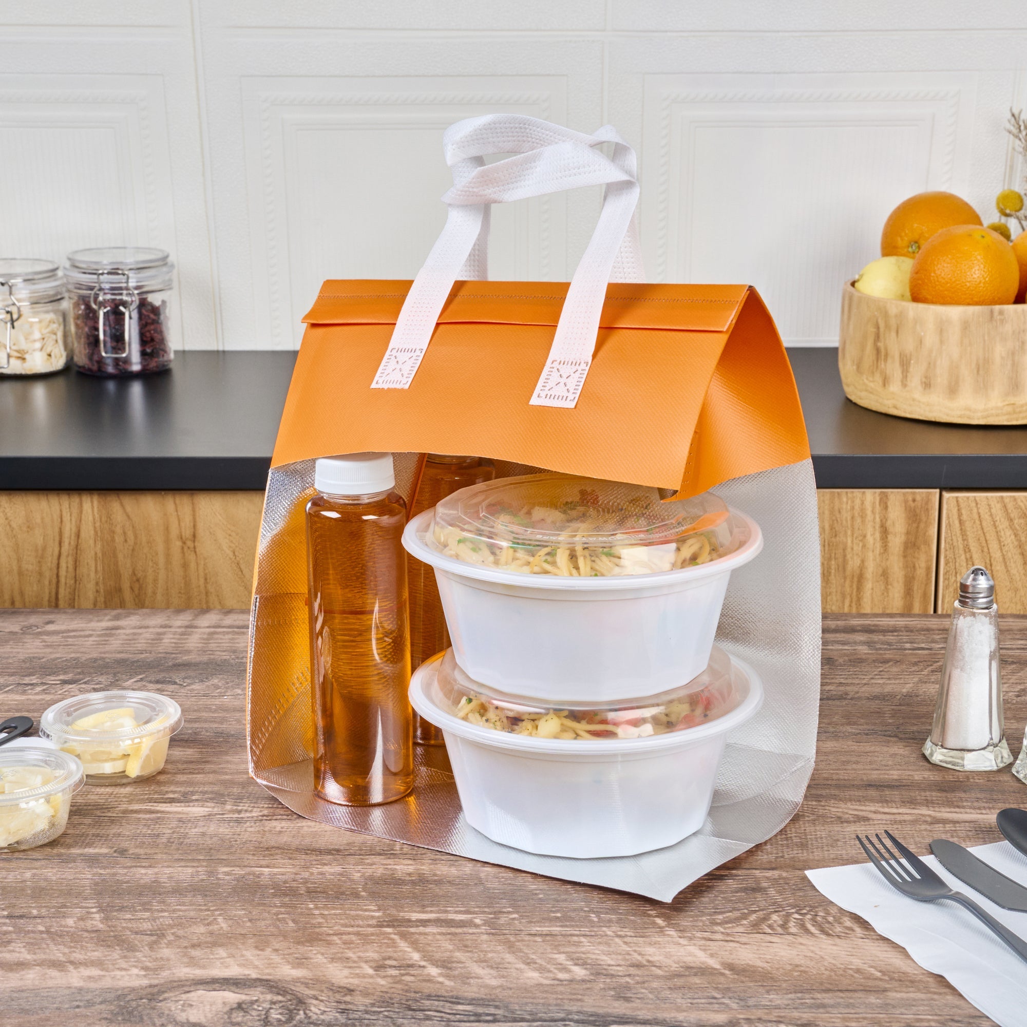 Bag Tek Orange Insulated Take Out Bag - Tamper-Evident - 10 1/4" x 6 3/4" x 11" - 100 count box