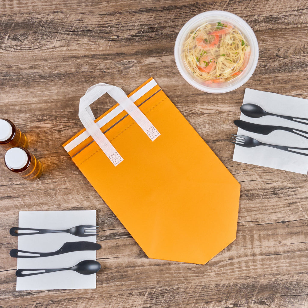 Bag Tek Orange Insulated Take Out Bag - Tamper-Evident - 10 1/4" x 6 3/4" x 11" - 100 count box