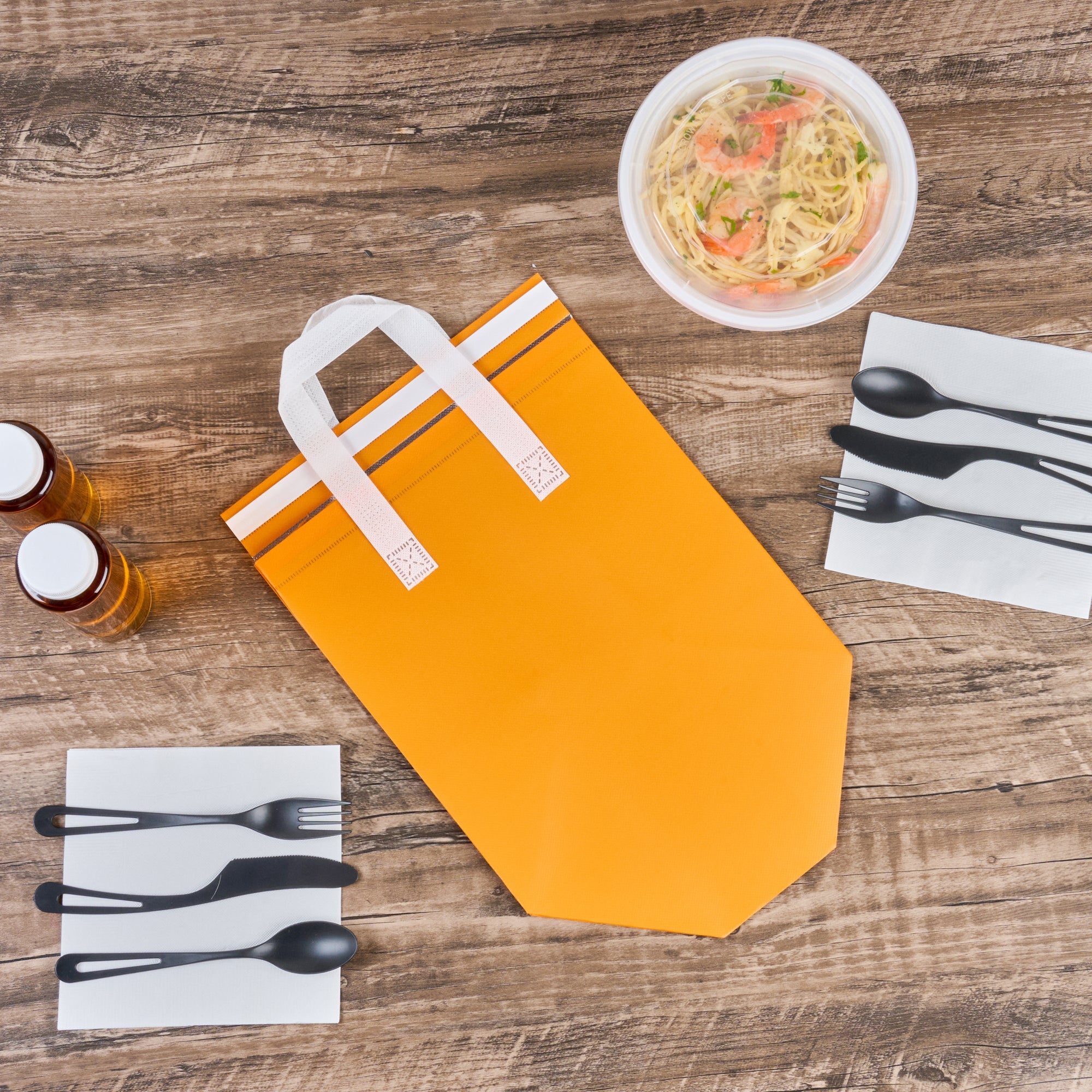 Bag Tek Orange Insulated Take Out Bag - Tamper-Evident - 10 1/4" x 6 3/4" x 11" - 100 count box