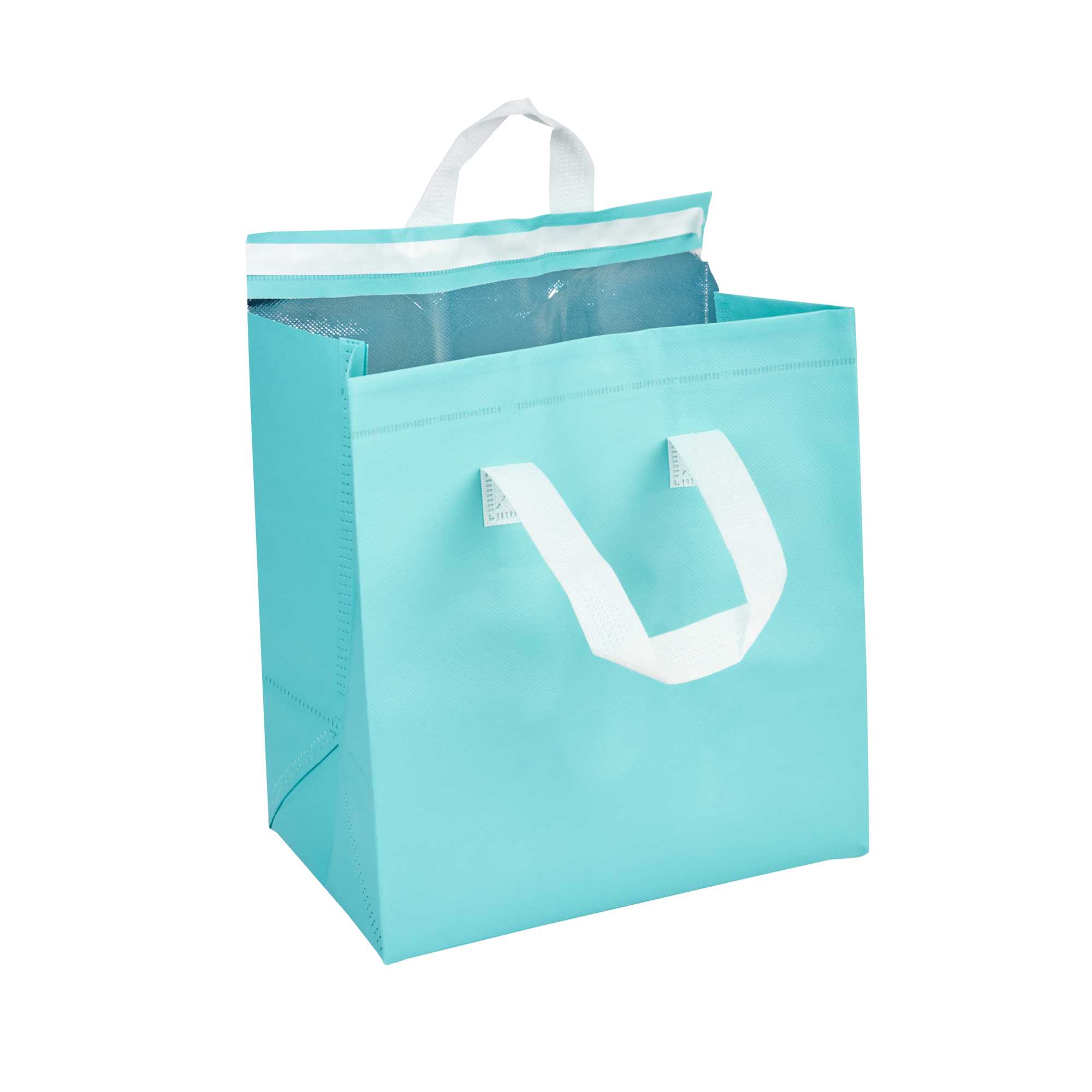 Bag Tek Teal Insulated Take Out Bag - Tamper-Evident - 10 1/4" x 6 3/4" x 11" - 25 count box