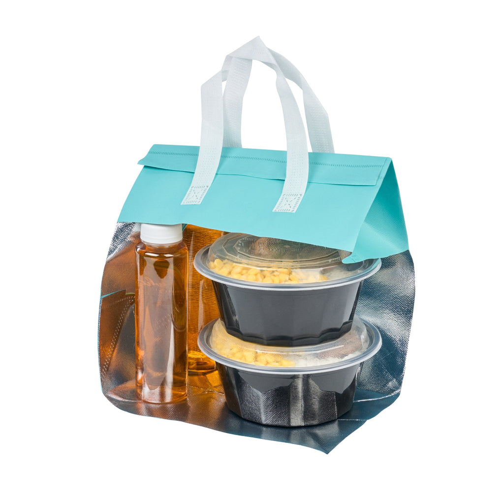 Bag Tek Teal Insulated Take Out Bag - Tamper-Evident - 10 1/4" x 6 3/4" x 11" - 100 count box