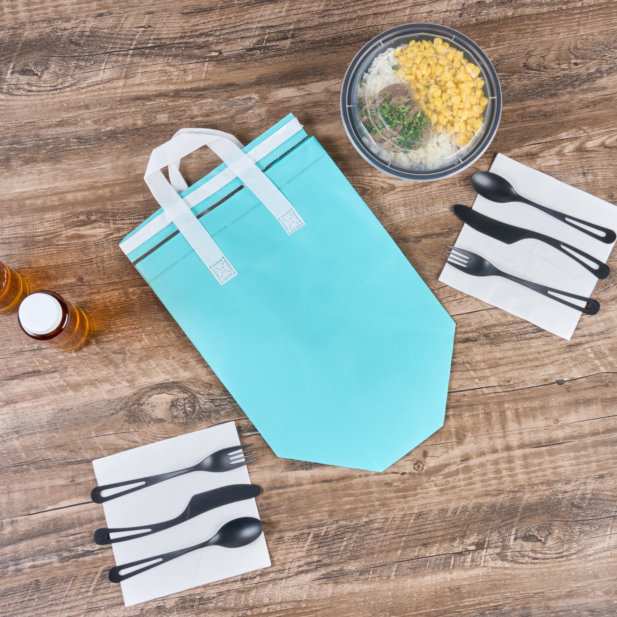 Bag Tek Teal Insulated Take Out Bag - Tamper-Evident - 10 1/4" x 6 3/4" x 11" - 100 count box