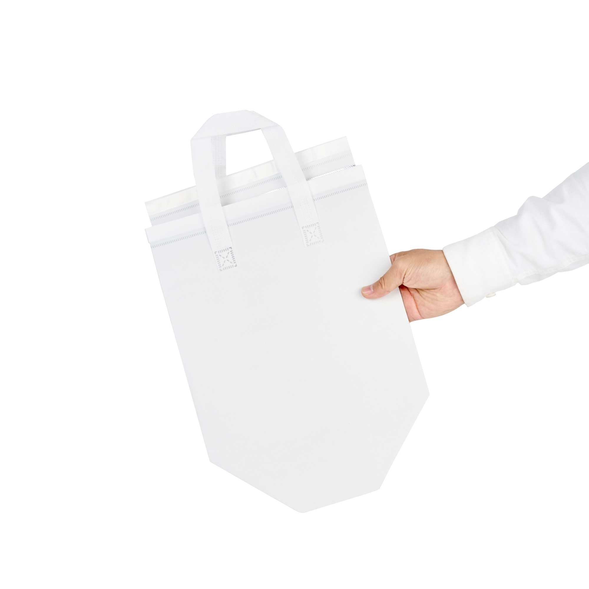 Bag Tek White Insulated Take Out Bag - Tamper-Evident - 10 1/4" x 6 3/4" x 11" - 25 count box