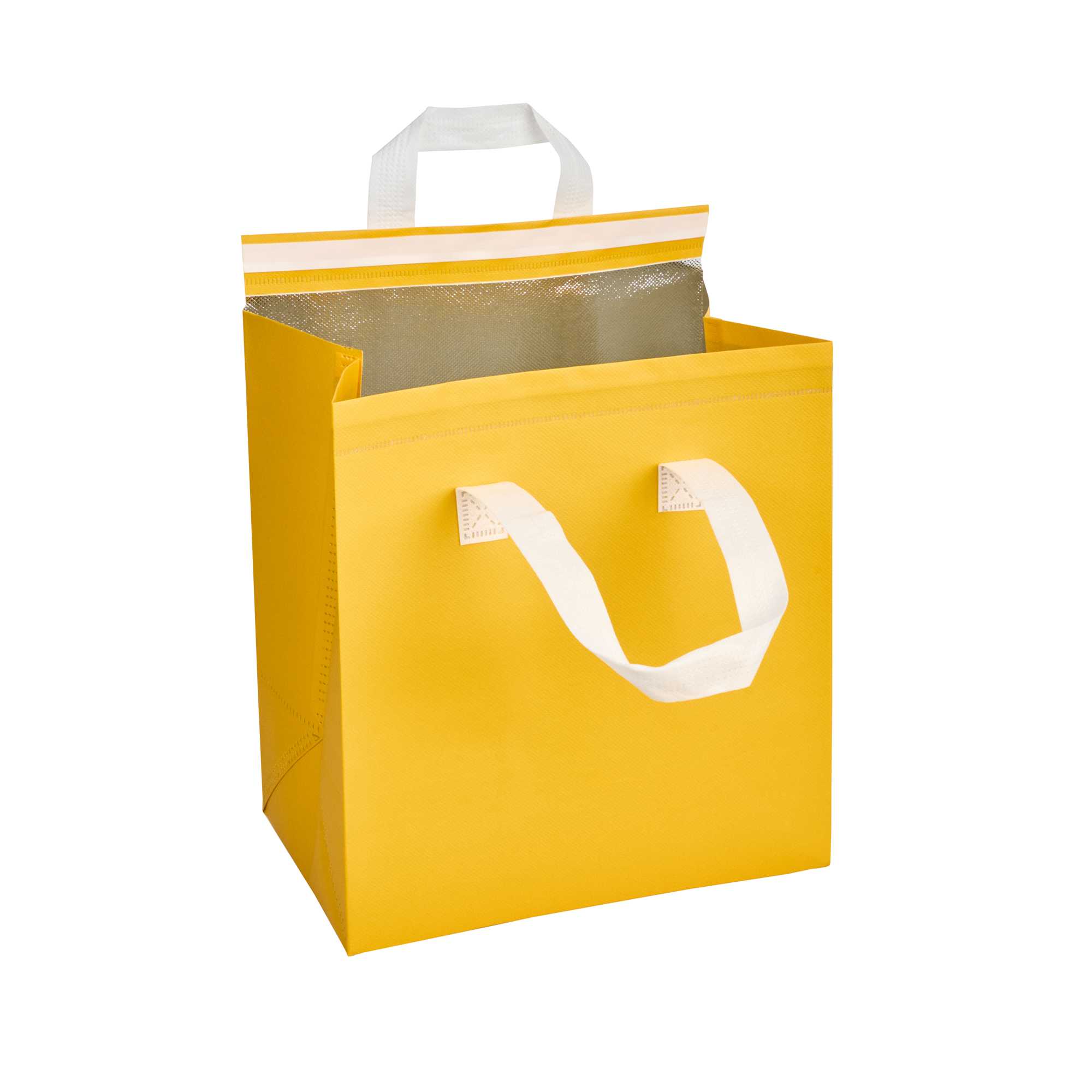 Bag Tek Yellow Insulated Take Out Bag - Tamper-Evident - 10 1/4" x 6 3/4" x 11" - 25 count box
