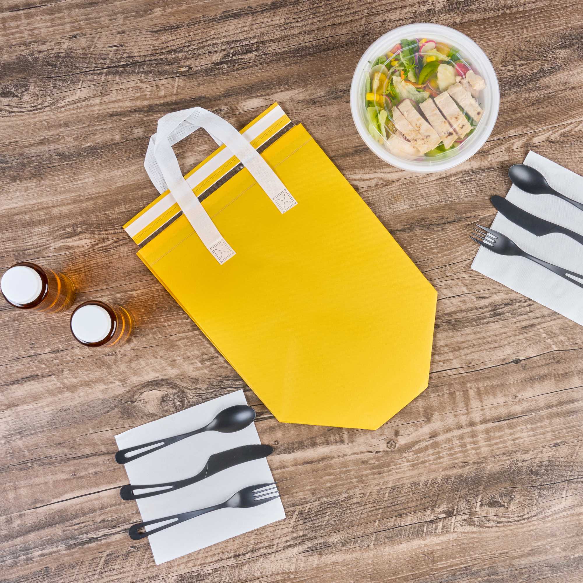 Bag Tek Yellow Insulated Take Out Bag - Tamper-Evident - 10 1/4" x 6 3/4" x 11" - 25 count box