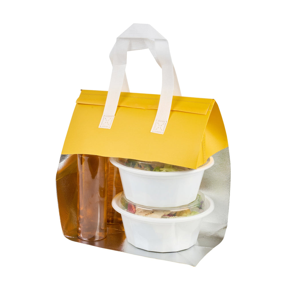 Bag Tek Yellow Insulated Take Out Bag - Tamper-Evident - 10 1/4" x 6 3/4" x 11" - 100 count box