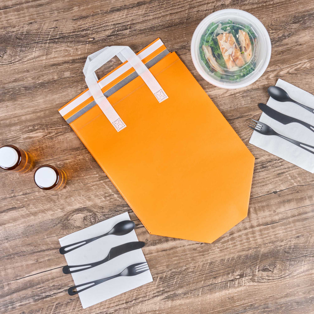 Bag Tek Orange Insulated Take Out Bag - Tamper-Evident - 11 3/4" x 7 3/4" x 12 1/2" - 25 count box