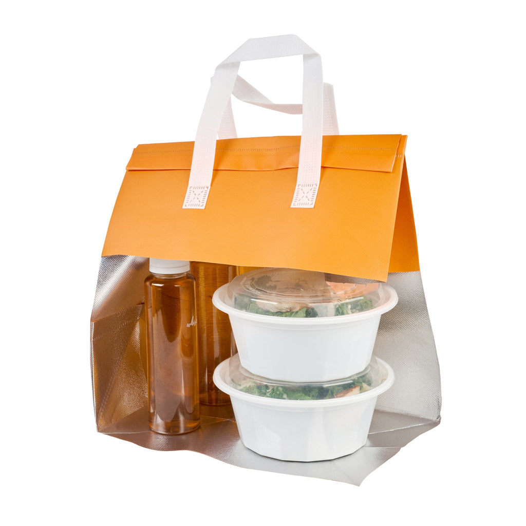 Bag Tek Orange Insulated Take Out Bag - Tamper-Evident - 11 3/4" x 7 3/4" x 12 1/2" - 100 count box