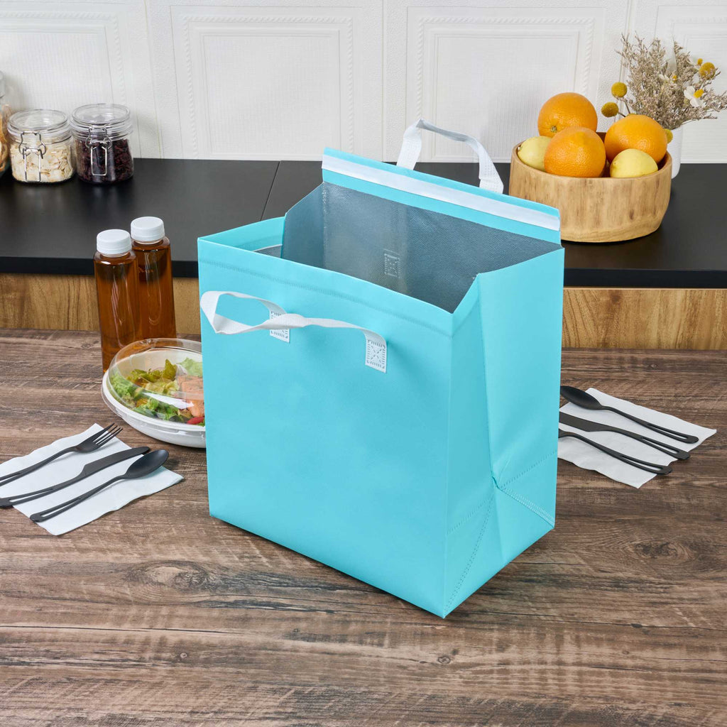 Bag Tek Teal Insulated Take Out Bag - Tamper-Evident - 11 3/4" x 7 3/4" x 12 1/2" - 25 count box