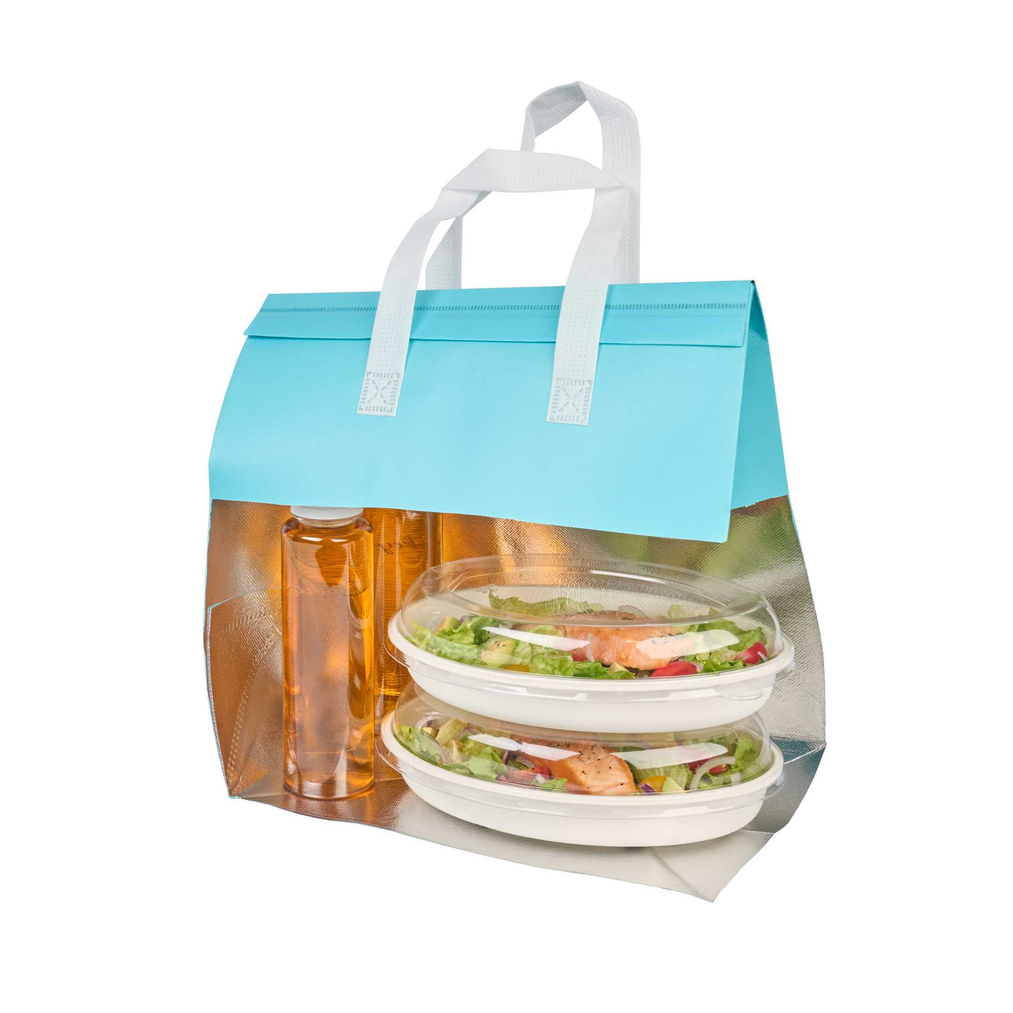 Bag Tek Teal Insulated Take Out Bag - Tamper-Evident - 11 3/4" x 7 3/4" x 12 1/2" - 25 count box