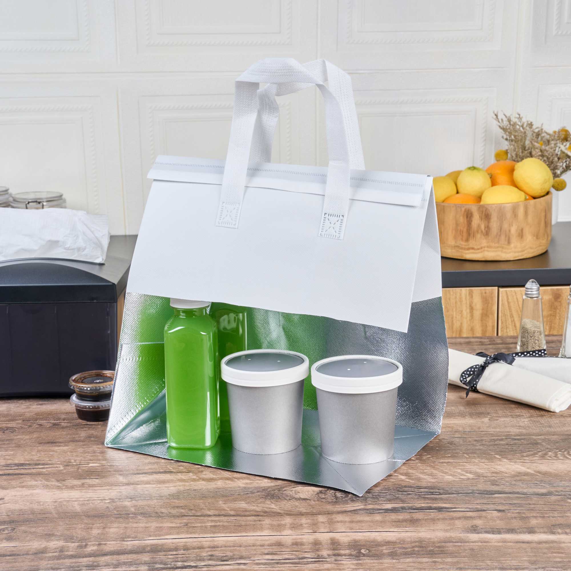 Bag Tek White Insulated Take Out Bag - Tamper-Evident - 11 3/4" x 7 3/4" x 12 1/2" - 25 count box