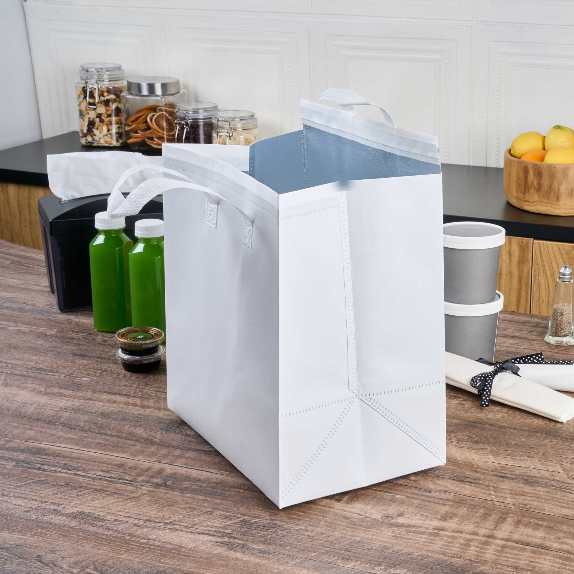 Bag Tek White Insulated Take Out Bag - Tamper-Evident - 11 3/4" x 7 3/4" x 12 1/2" - 25 count box