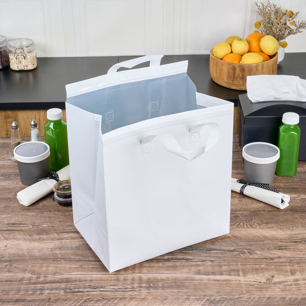 Bag Tek White Insulated Take Out Bag - Tamper-Evident - 11 3/4" x 7 3/4" x 12 1/2" - 100 count box
