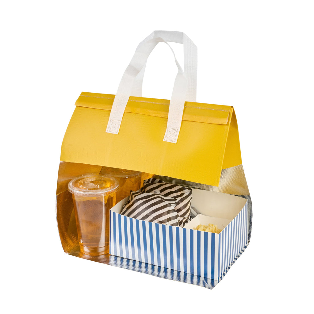 Bag Tek Yellow Insulated Take Out Bag - Tamper-Evident - 11 3/4" x 7 3/4" x 12 1/2" - 100 count box