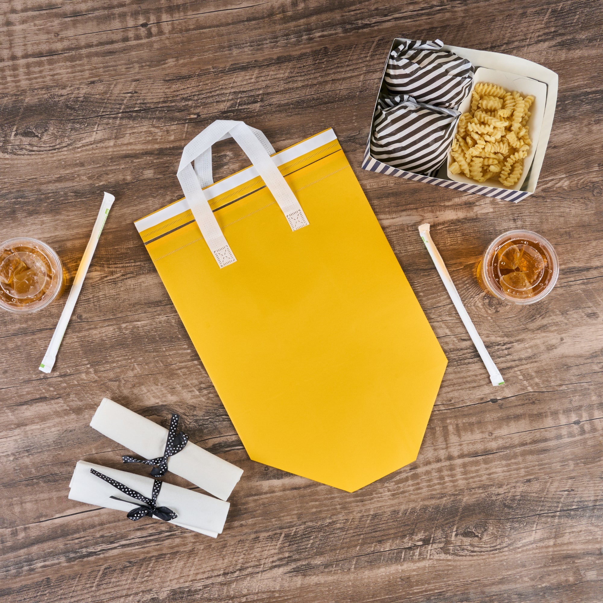 Bag Tek Yellow Insulated Take Out Bag - Tamper-Evident - 11 3/4" x 7 3/4" x 12 1/2" - 100 count box