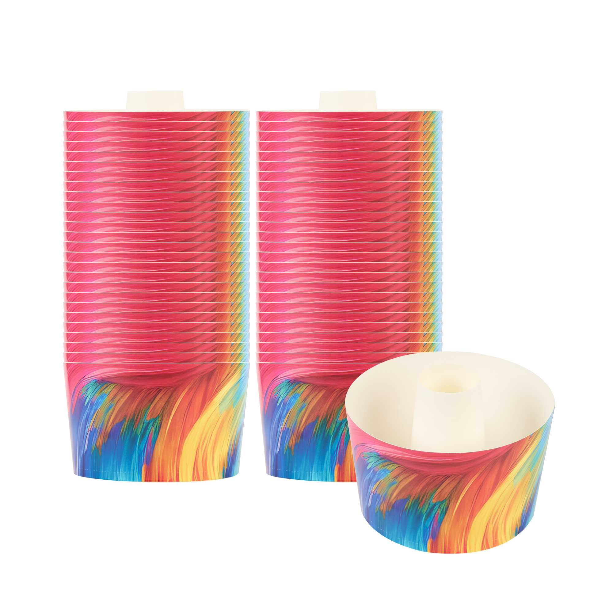Panificio 53 oz Paper Angel Food Tube Pan - Colorful Abstract Waves, Greaseproof - 5 3/4" x 5 3/4" x 3 3/4" - 100 count box