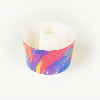 Panificio 53 oz Paper Angel Food Tube Pan - Colorful Abstract Waves, Greaseproof - 5 3/4" x 5 3/4" x 3 3/4" - 100 count box