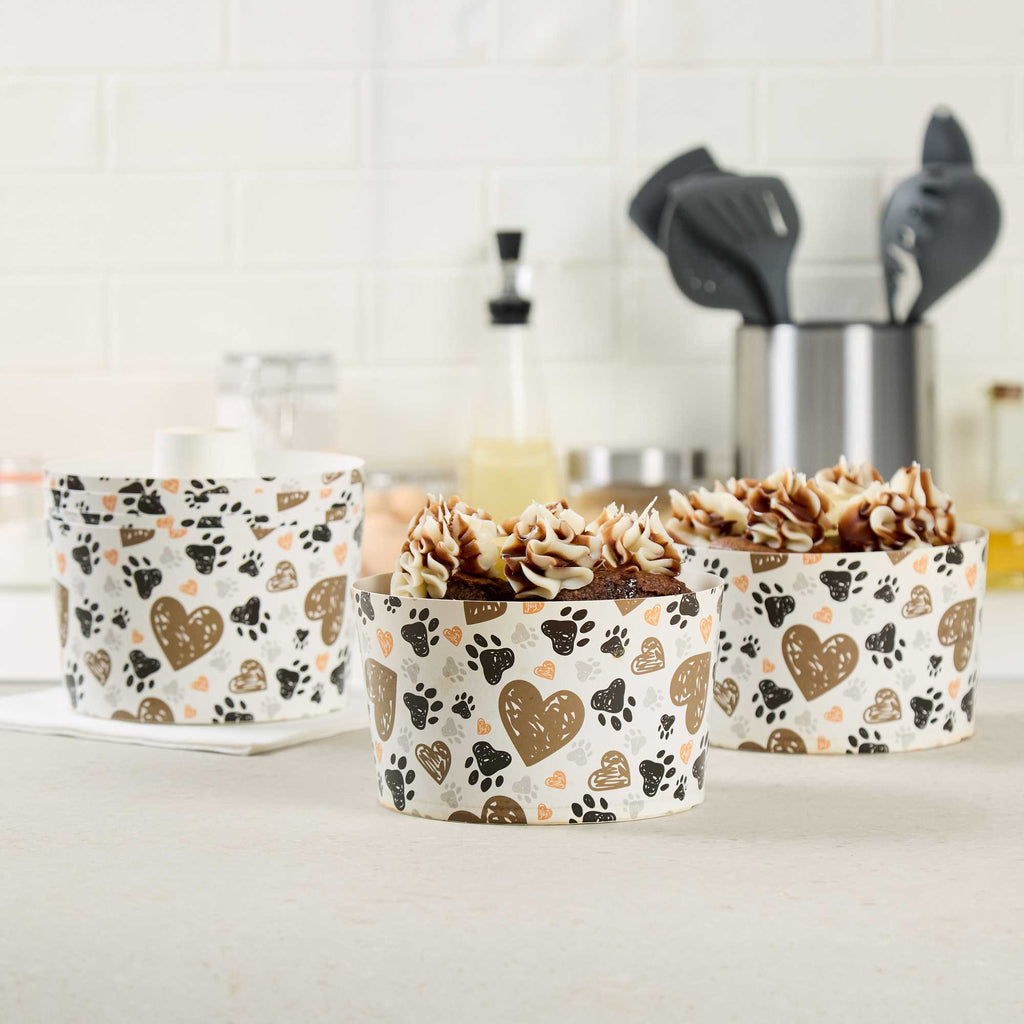 Panificio 53 oz Paper Angel Food Tube Pan - Paw Print, Greaseproof - 5 3/4" x 5 3/4" x 3 3/4" - 100 count box