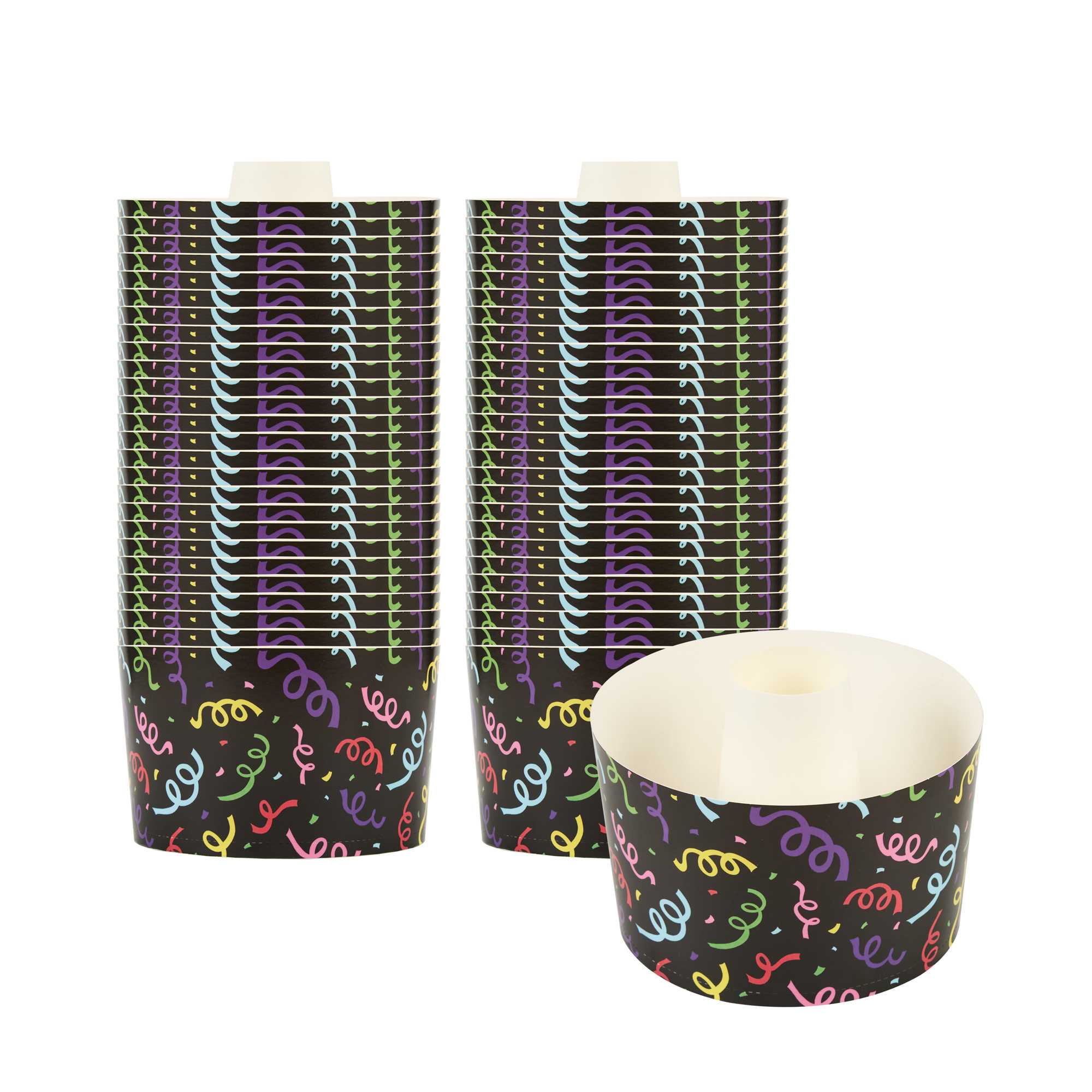 Panificio 53 oz Paper Angel Food Tube Pan - Colorful Streamers, Greaseproof - 5 3/4" x 5 3/4" x 3 3/4" - 100 count box