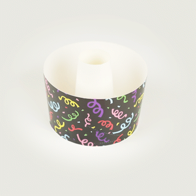 Panificio 53 oz Paper Angel Food Tube Pan - Colorful Streamers, Greaseproof - 5 3/4" x 5 3/4" x 3 3/4" - 100 count box