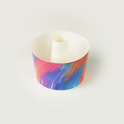 Panificio 38 oz Paper Angel Food Tube Pan - Colorful Abstract Waves, Greaseproof - 5" x 5" x 3 3/4" - 100 count box