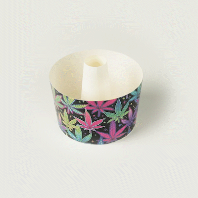 Panificio 38 oz Paper Angel Food Tube Pan - Trippy Leaf Print, Greaseproof - 5" x 5" x 3 3/4" - 100 count box