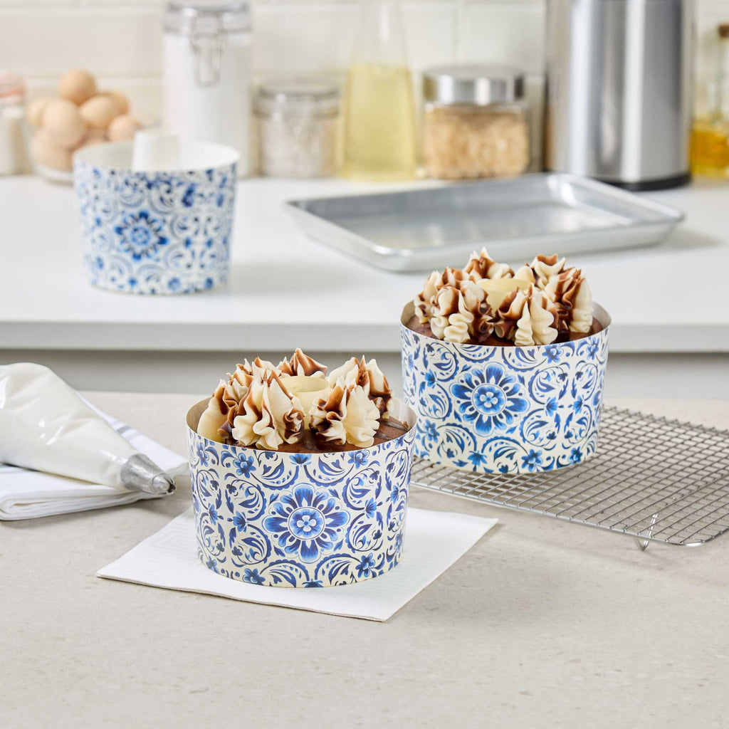 Panificio 38 oz Paper Angel Food Tube Pan - Floral, Greaseproof - 5" x 5" x 3 3/4" - 600 count box