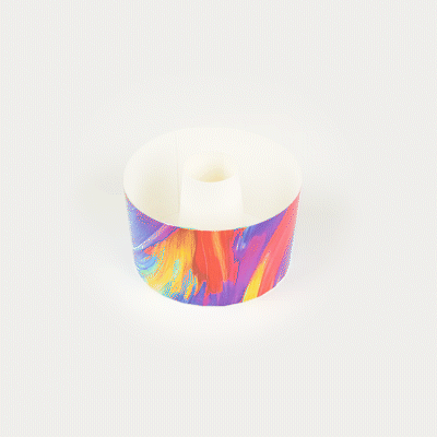 Panificio 22 oz Paper Angel Food Tube Pan - Colorful Abstract Waves, Greaseproof - 4 1/2" x 4 1/2" x 2 3/4" - 100 count box